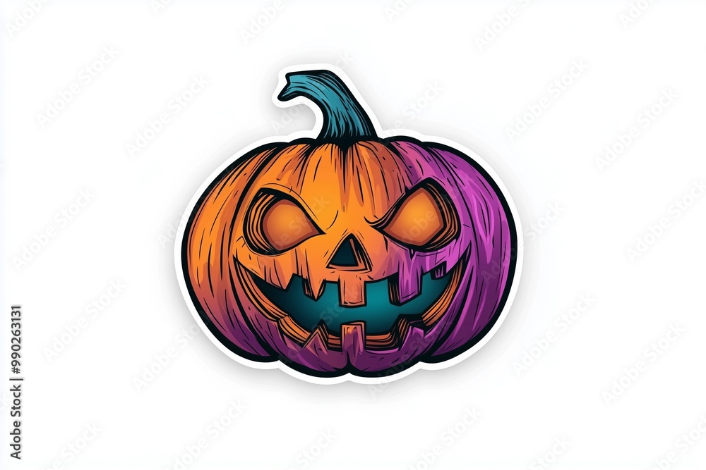 Graffiti-inspired Halloween pumpkin sticker with a vibrant color ...