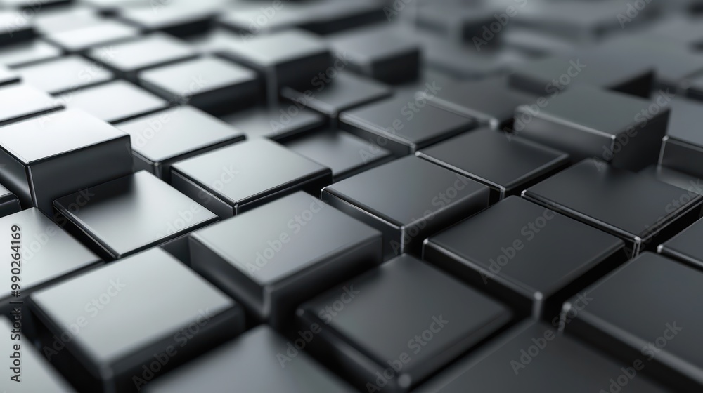 Grey, Glossy Cubes Neatly Aligned to create a Innovative Tech Wallpaper. 3D Render. Grey, Glossy Cubes Neatly Aligned to create a Innovative Tech Wallpaper. 3D Render.