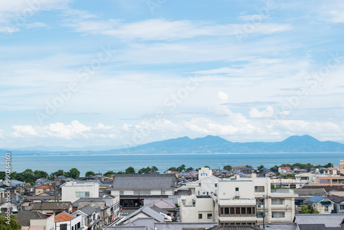 島原城の公園から眺める島原市内