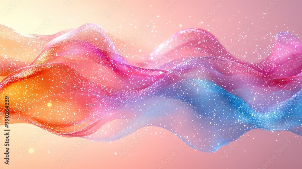 Fototapeta premium Soft Colorful Gradient Waves With Sparkling Glitter And Light Effects