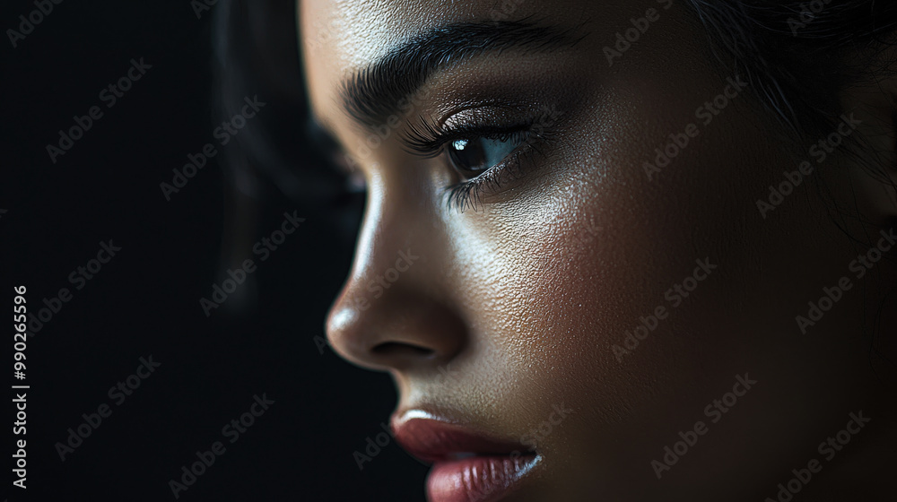 captivating close up portrait showcasing intricate details of womans face, highlighting her expressive features and smooth skin. lighting enhances her natural beauty and depth captivating close up portrait showcasing intricate details of womans face, highlighting her expressive features and smooth skin. lighting enhances her natural beauty and depth