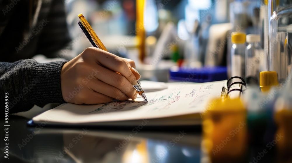 A Hand Writing in a Notebook With a Pen A Hand Writing in a Notebook With a Pen
