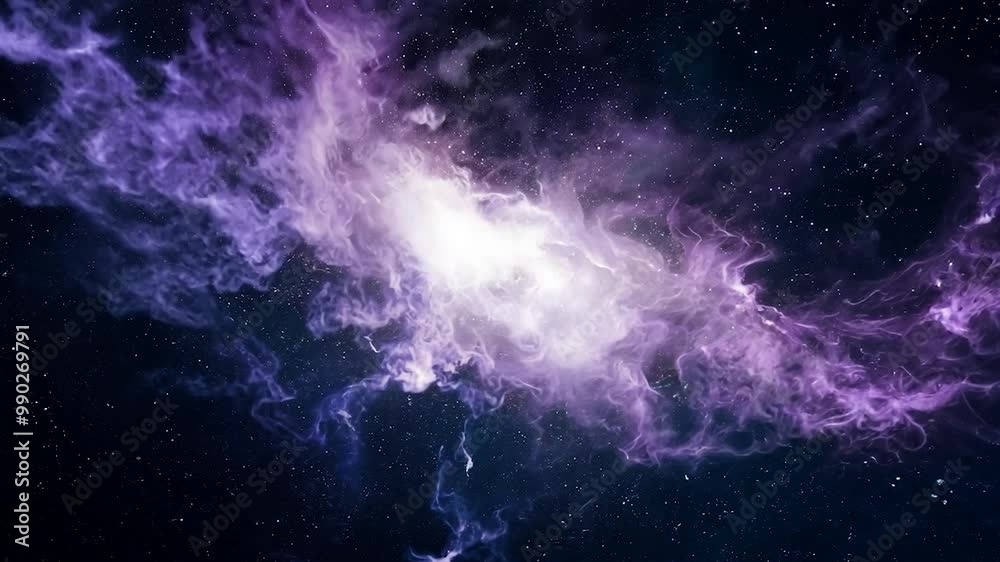 A mesmerizing cosmic nebula fills the expanse of space, featuring swirling clouds of purple and white, capturing the beauty of the universe and its mysteries A mesmerizing cosmic nebula fills the expanse of space, featuring swirling clouds of purple and white, capturing the beauty of the universe and its mysteries