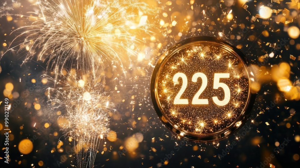 Vibrant Countdown to 2025 with Dazzling Fireworks and Confetti Display Vibrant Countdown to 2025 with Dazzling Fireworks and Confetti Display
