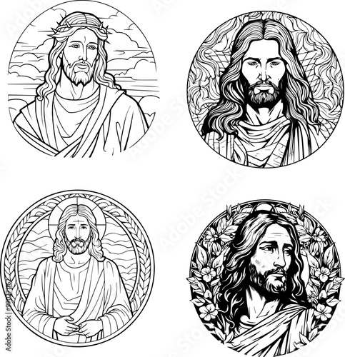 God Jesus Vector Black And White Coloring Page