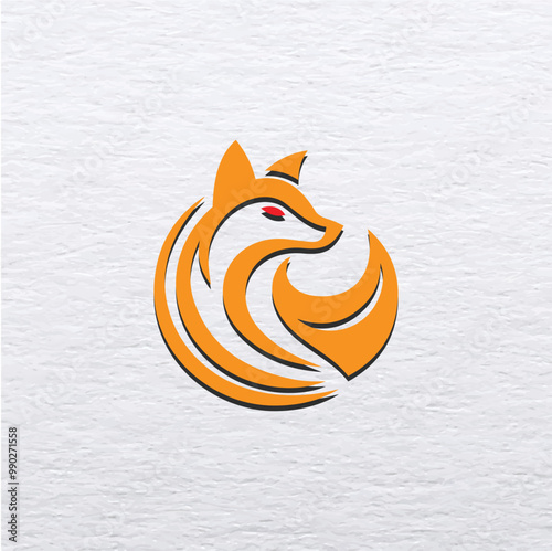 Orange Fox Head Logo