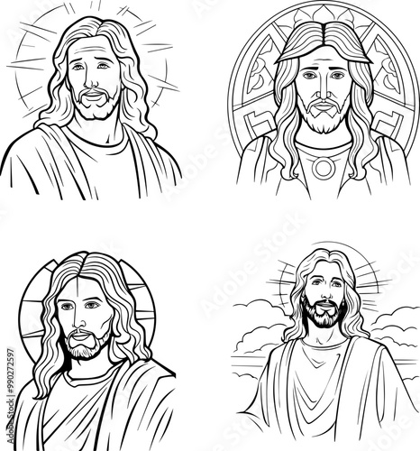 God Jesus Vector Black And White Coloring Page