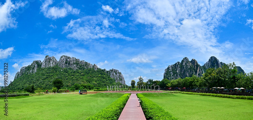 Thailand, Nakhon Sawan September 15, 2004 The mountain called Khao Kaew and Khao Nor is a beautiful and famous landmark of Nakhon Sawan Province.