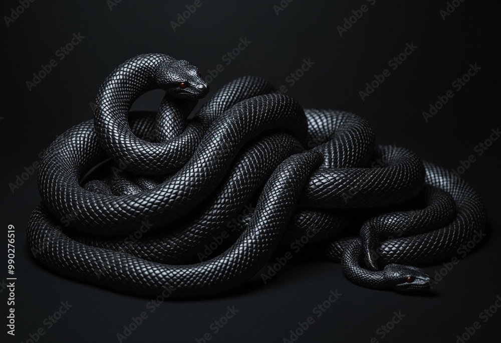 Obraz premium Pile of Black Snakes