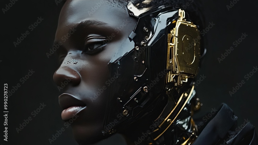 Futuristic android portrait with intricate mechanical details Futuristic android portrait with intricate mechanical details