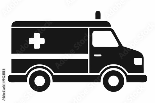 Ambulance Silhouette, Ambulance icon, Ambulance Vector illustration