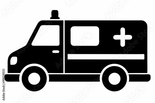 Ambulance Icon Vector, Ambulance Silhouette, Fast Response Ambulance Design
