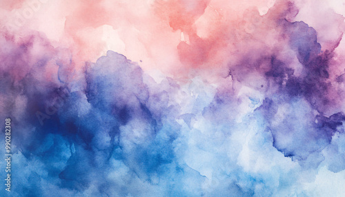 Soft, hand-painted watercolor strokes in calming blues, pinks, and purples, blending seamlessly into one another