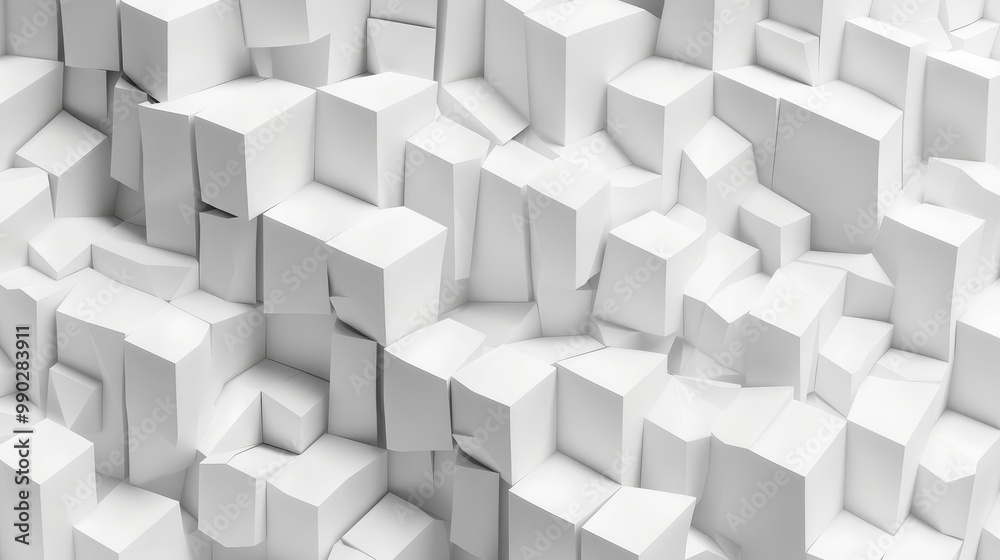 Abstract chaotic white cubes in empty space Futuristic background with cubes Abstract chaotic white cubes in empty space Futuristic background with cubes