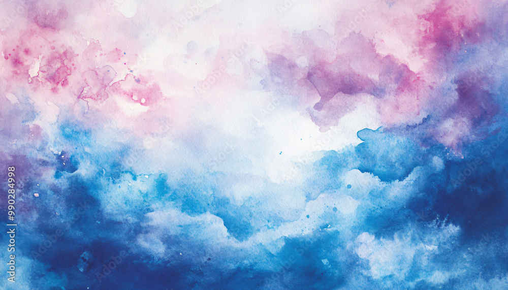 Soft, hand-painted watercolor strokes in calming blues, pinks, and purples, blending seamlessly into one another