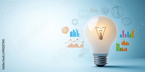 Lightbulb With Business Icons And Graphs