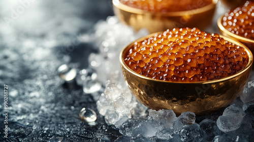 fresh premium caviar on ice photo