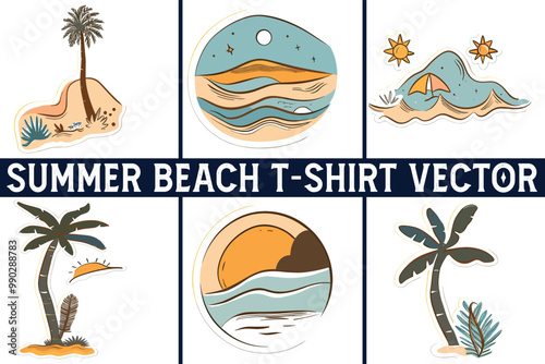 Summer beach t shirt vector, Summer slogan with beach illustration, Summer, Aloha surf typography for t-shirt print , beach vector print
