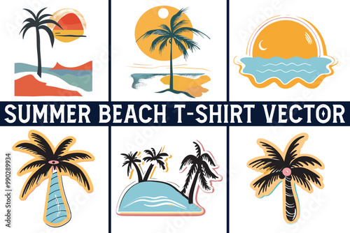 Summer beach t shirt vector, Summer slogan with beach illustration, Summer, Aloha surf typography for t-shirt print , beach vector print
