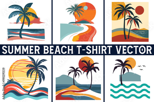 Summer beach t shirt vector, Summer slogan with beach illustration, Summer, Aloha surf typography for t-shirt print , beach vector print
