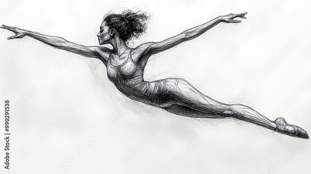 Fototapeta premium Elegant Ballerina in Flight