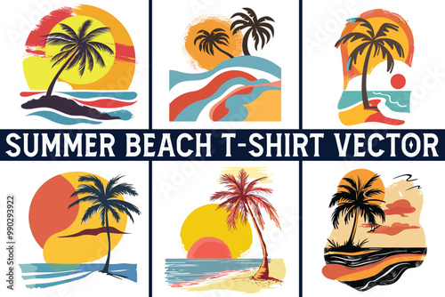 Summer beach t shirt vector, Summer slogan with beach illustration, Summer, Aloha surf typography for t-shirt print , beach vector print
