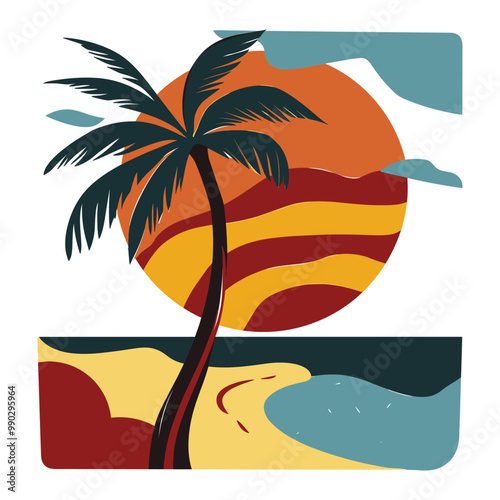 Summer beach t shirt vector, Summer slogan with beach illustration, Summer, Aloha surf typography for t-shirt print , beach vector print
