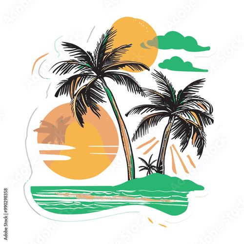 Summer beach t shirt vector, Summer slogan with beach illustration, Summer, Aloha surf typography for t-shirt print , beach vector print
