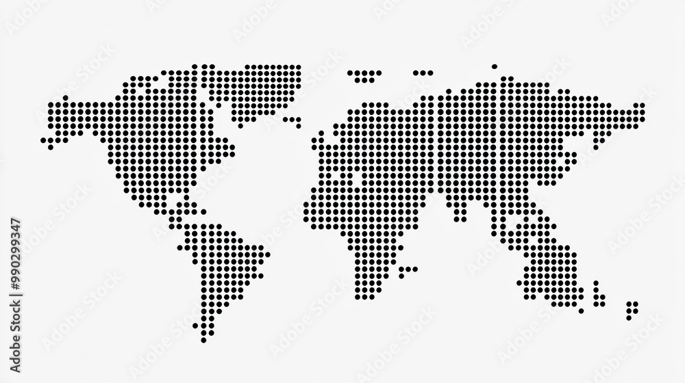 digitally illustrated world map composed of dotted lines, symbolizing global connections, diversity, and chaos. Abstract shapes convey a sense of disorder, representing dynamic change and global uncer digitally illustrated world map composed of dotted lines, symbolizing global connections, diversity, and chaos. Abstract shapes convey a sense of disorder, representing dynamic change and global uncer
