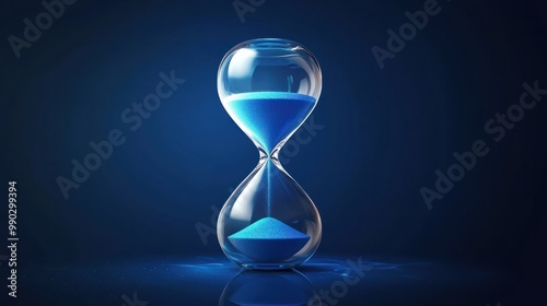 hourglass on blue