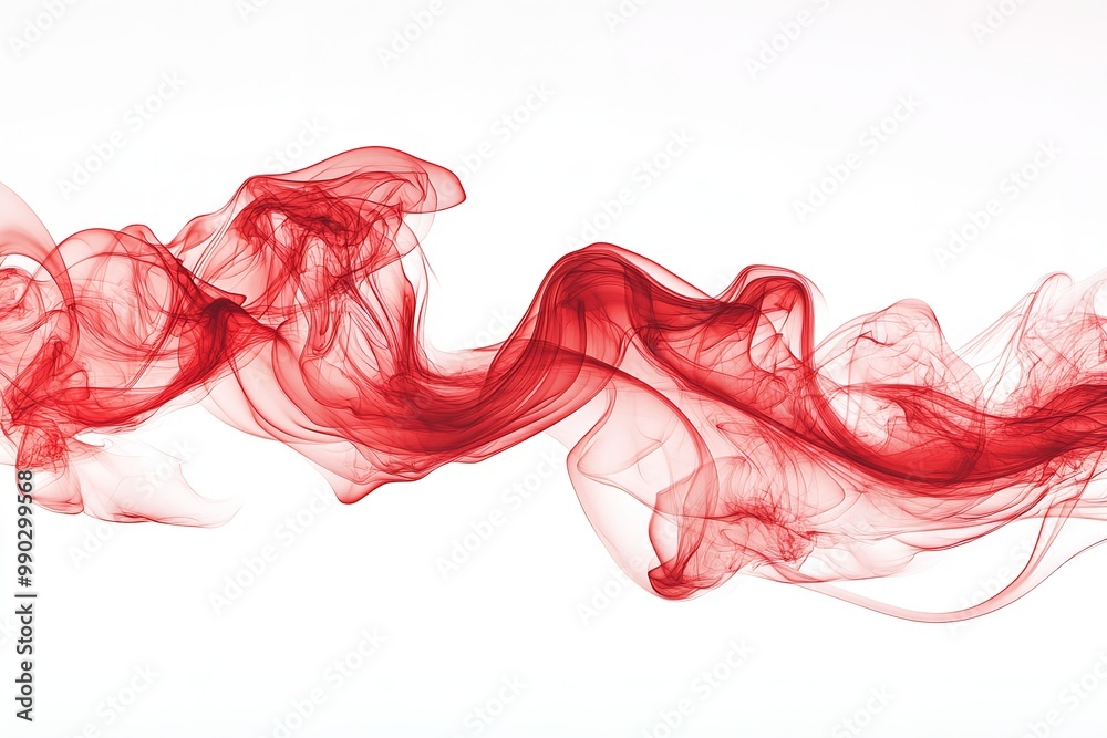 Isolating realistic red smoke on a white backdrop. Generative Ai Isolating realistic red smoke on a white backdrop. Generative Ai