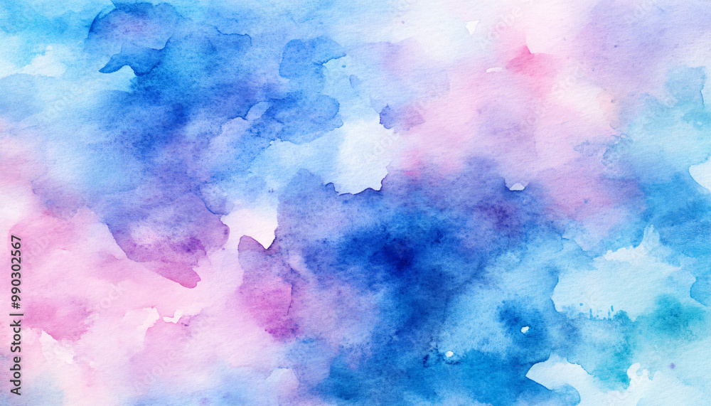 Soft, hand-painted watercolor strokes in calming blues, pinks, and purples, blending seamlessly into one another Soft, hand-painted watercolor strokes in calming blues, pinks, and purples, blending seamlessly into one another