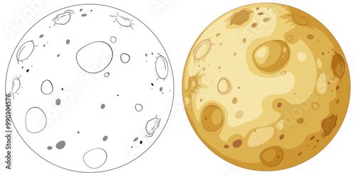 Moon Illustration with Craters