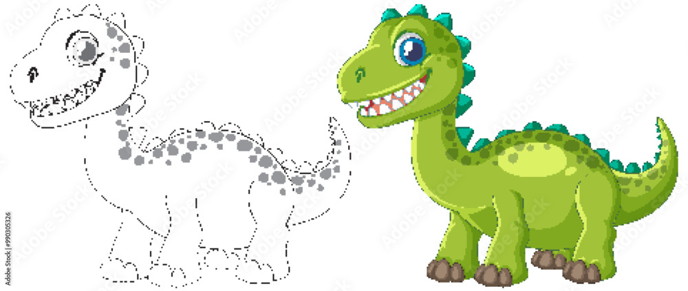 Cute Dinosaur Illustration for Kids