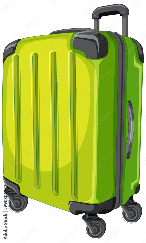 Green Rolling Luggage Illustration Green Rolling Luggage Illustration
