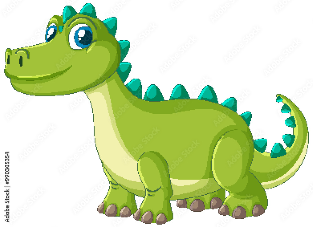 Cute Green Dinosaur Illustration Cute Green Dinosaur Illustration