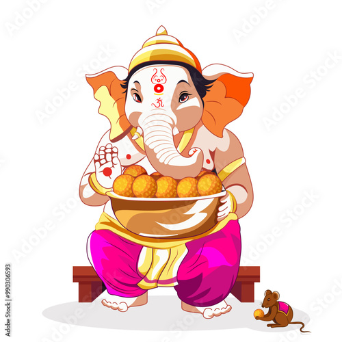 Lord Ganesha Character with white background photo