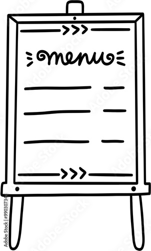 Coffee Shop Menu Board Line Art Illustration
