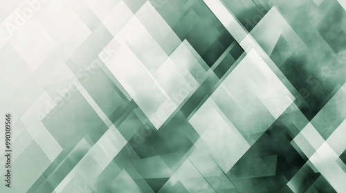 Modern abstract green background design with layers of textured white transparent material in triangle diamond and squares shapes in random geometric pattern. abstract. Illustrations 