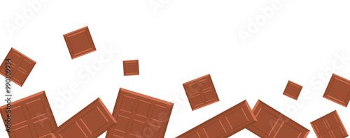 border frame chocolate bar sweet food cute card decoration flat illustration 