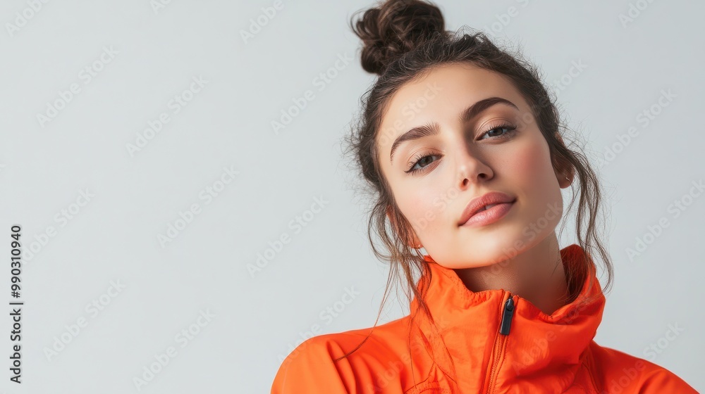 Portrait of a young sport influencer blogger woman on white background. Bright and happy theme with copy space. Healthy lifestyle, fitness motivation, and wellness inspiration concept for social media Portrait of a young sport influencer blogger woman on white background. Bright and happy theme with copy space. Healthy lifestyle, fitness motivation, and wellness inspiration concept for social media
