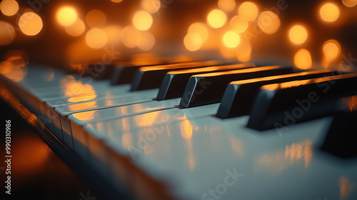 close up, macro shot of a piano tuts keyboard