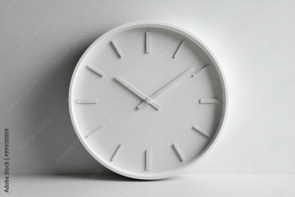 White backdrop with an isolated modern white clock. Generative Ai White backdrop with an isolated modern white clock. Generative Ai