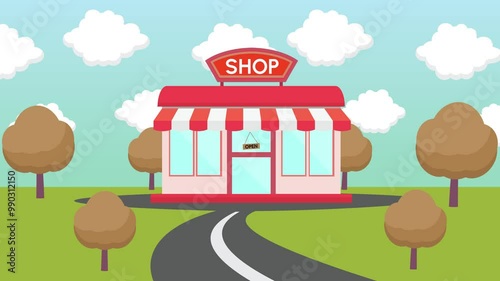 Open Shop on Road Store Animation
 photo