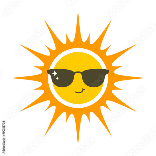 Summer sun character with sunglasses . Vector illustration can used for summer sticker, poster and print
