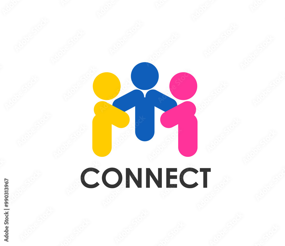 Community icon, connect people together for teamwork or union, vector corporate emblem. Family people holding by hands together for social community network or business partnership connect symbol Community icon, connect people together for teamwork or union, vector corporate emblem. Family people holding by hands together for social community network or business partnership connect symbol