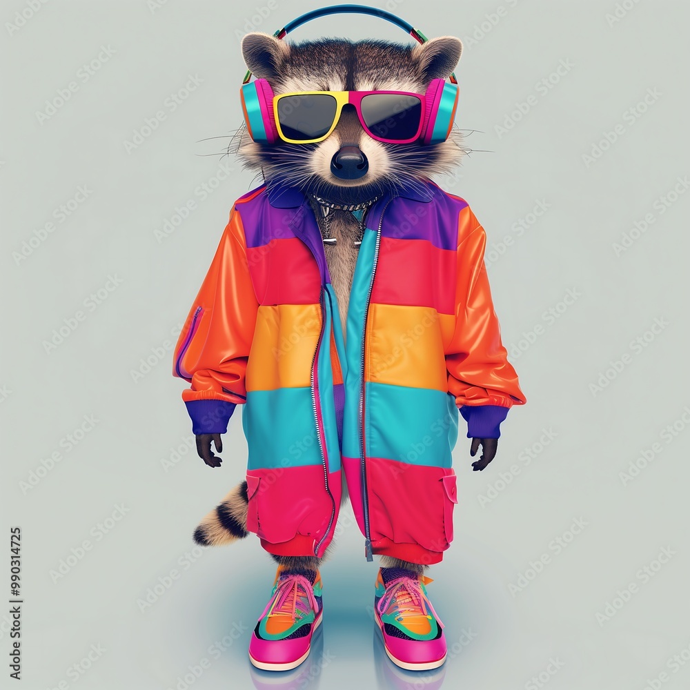 custom made wallpaper toronto digitalFashion raccoon in 80's hip hop clothes
