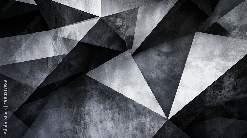 Modern abstract black background design with layers of textured white transparent material in triangle diamond and squares shapes in random geometric pattern. abstract. Illustrations
Modern abstract black background design with layers of textured white transparent material in triangle diamond and squares shapes in random geometric pattern. abstract. Illustrations