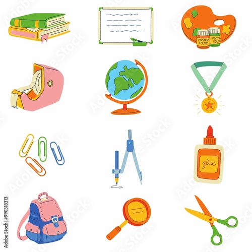 school icons set