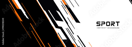 Sport-themed abstract vector background with dynamic orange and black stripes, designed for energetic branding and advertising.
